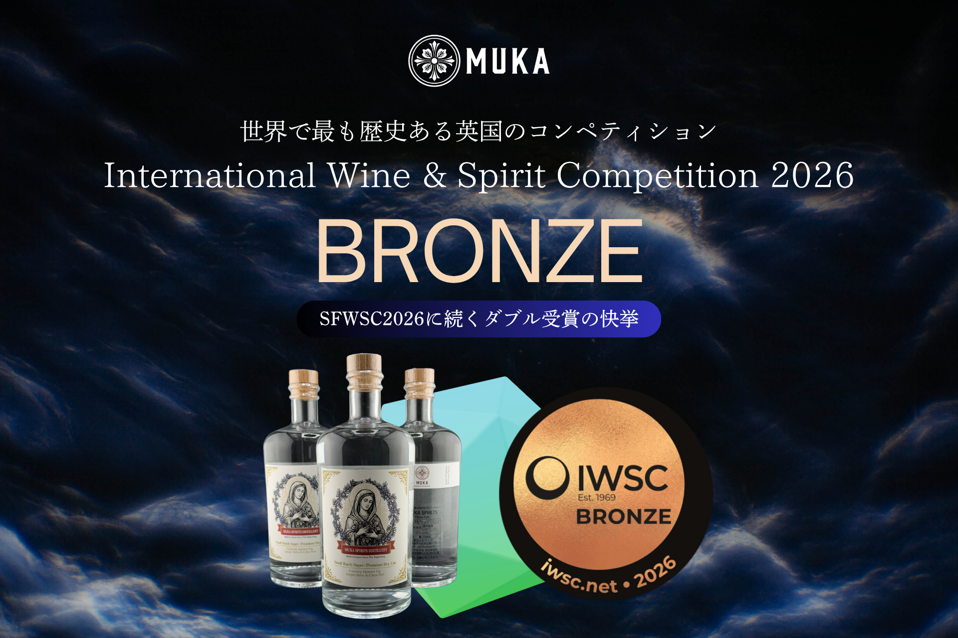 速報・世界W受賞の快挙】MUKA Spirits『Ficus Gin』が英IWSCでも88点の